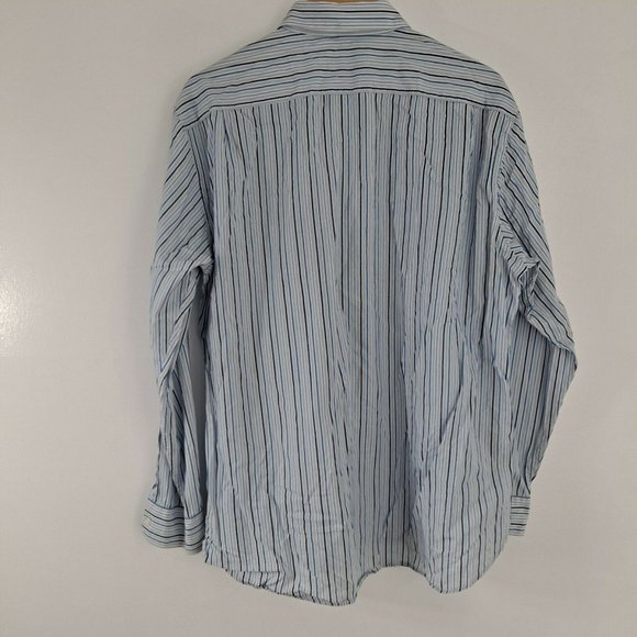 Michael by Michael Kors  Men's Button Down Long Sleeve Shirt Navy Blue White XL - Picture 8 of 8